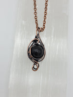 Shungite Bead in Copper Wire Wrapped Pendant Necklace