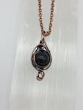 Shungite Bead in Copper Wire Wrapped Pendant Necklace