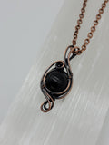 Shungite Bead in Copper Wire Wrapped Pendant Necklace