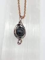 Shungite Bead in Copper Wire Wrapped Pendant Necklace