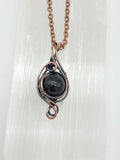 Shungite Bead in Copper Wire Wrapped Pendant Necklace