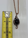 Shungite Bead in Copper Wire Wrapped Pendant Necklace