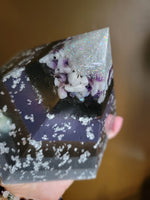 Moonstone Amethyst Selenite Quartz Large Hexagonal Orgonite Pyramid Device