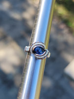 Size 4.5 Kyanite Wire Wrapped Ring Copper and Sterling Silver