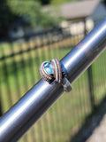 Size 6 Blue Topaz Wire Wrapped Ring Copper and Sterling Silver