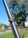 Size 6 Blue Topaz Wire Wrapped Ring Copper and Sterling Silver