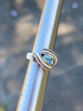 Size 6 Blue Topaz Wire Wrapped Ring Copper and Sterling Silver