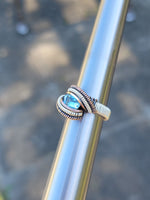 Size 6 Blue Topaz Wire Wrapped Ring Copper and Sterling Silver