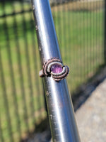 Amethyst Wire Wrapped Ring Copper with Sterling Silver Accents Size 5