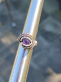 Amethyst Wire Wrapped Ring Copper with Sterling Silver Accents Size 5