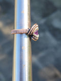 Amethyst Wire Wrapped Ring Copper with Sterling Silver Accents Size 5