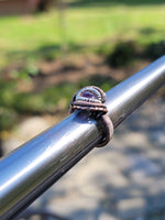 Amethyst Wire Wrapped Ring Copper with Sterling Silver Accents Size 5