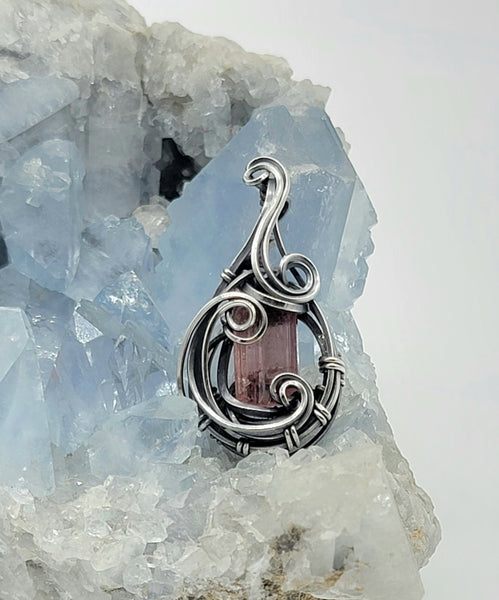 Pink Tourmaline in Sterling Silver Small Wire Wrap