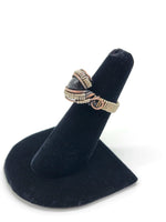 Size 5.25 Black Obsidian Copper and Sterling Silver Ring