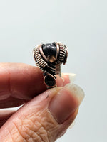 Size 5.25 Black Obsidian Copper and Sterling Silver Ring