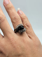 Size 5.25 Black Obsidian Copper and Sterling Silver Ring