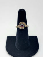 Size 6.5 Garnet in Sterling and Goldfill Ring