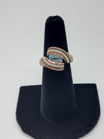 Size 6 Blue Topaz Wire Wrapped Ring Copper and Sterling Silver