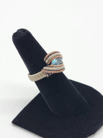 Size 6 Blue Topaz Wire Wrapped Ring Copper and Sterling Silver