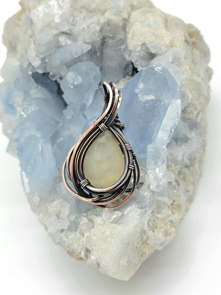 2.8g Libyan Desert Glass Copper Wire Wrapped Pendant