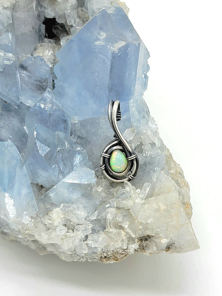 Mini Ethiopian Opal Pendant Sterling Silver