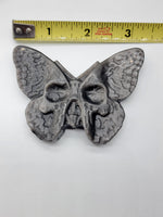 Silver Sheen Obsidian Death Moth Butterfly Skull Carving A