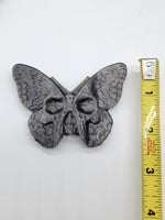 Silver Sheen Obsidian Death Moth Butterfly Skull Carving A