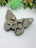 Gold Sheen Obsidian Death Moth Butterfly Skull Carving A