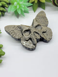 Gold Sheen Obsidian Death Moth Butterfly Skull Carving A