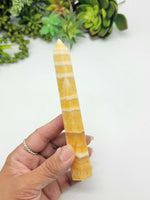 Banded Orange and White Calcite Tower Wand C