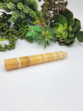 Banded Orange and White Calcite Tower Wand C