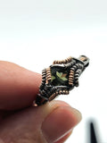 Size 6.5 Moldavite Sterling Argentium Rose Goldfill Wire Wrapped Ring