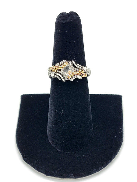 Size 6.5 Herkimer Diamond 14k Yellow GF Sterling Argentium Wire Ring