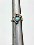 Size 7.25 Moonstone Sterling Argentium Goldfill Wire Wrapped Ring