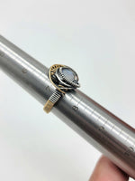 Size 7.25 Moonstone Sterling Argentium Goldfill Wire Wrapped Ring