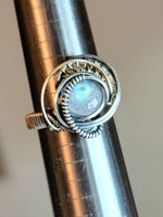 Size 7.25 Moonstone Sterling Argentium Goldfill Wire Wrapped Ring