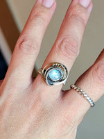 Size 7.25 Moonstone Sterling Argentium Goldfill Wire Wrapped Ring