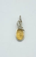 Citrine Wire Wrapped Necklace In Sterling Silver