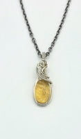 Citrine Wire Wrapped Necklace In Sterling Silver