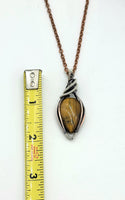 Tiger's Eye In Copper And Sterling Wire Wrapped Necklace