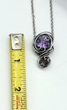 Amethyst and Smoky Quartz Wire Wrapped Sterling and Argentium Silvers