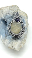 7 gram Libyan Desert Glass and Amethyst in Sterling and Argentium Silvers Wire Wrapped