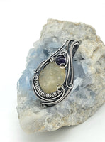 7 gram Libyan Desert Glass and Amethyst in Sterling and Argentium Silvers Wire Wrapped