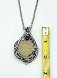 7 gram Libyan Desert Glass and Amethyst in Sterling and Argentium Silvers Wire Wrapped