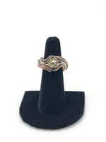 Size 5.5 Pyrite Cube in Sterling Silver and Copper Wire Wrapped Ring