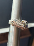 Size 5.5 Pyrite Cube in Sterling Silver and Copper Wire Wrapped Ring