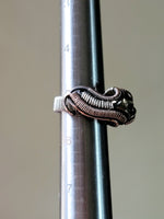 Size 5.5 Pyrite Cube in Sterling Silver and Copper Wire Wrapped Ring