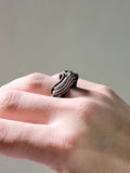 Size 5.5 Pyrite Cube in Sterling Silver and Copper Wire Wrapped Ring