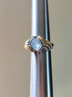 Size 7.5 Freeform Cut Blue Fluorite Argentium Silver and 14k Yellow Goldfill Ring