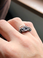 Size 6.5 Black Spinel Sterling and Argentium Silvers Wire Wrapped Ring